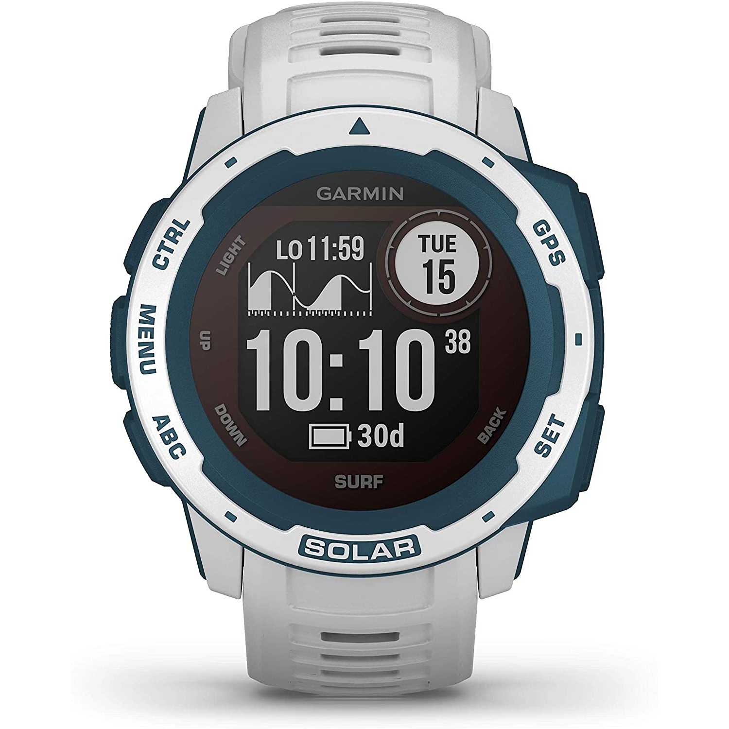 Garmin Instinct Solar, Surf Edition, Cloudbreak - Smartwatch Gps Ultra-Resistente con Ricarica Solare, Cardio, Pulseox, App Surf e Multisport Cloudbreak Instinct Surf