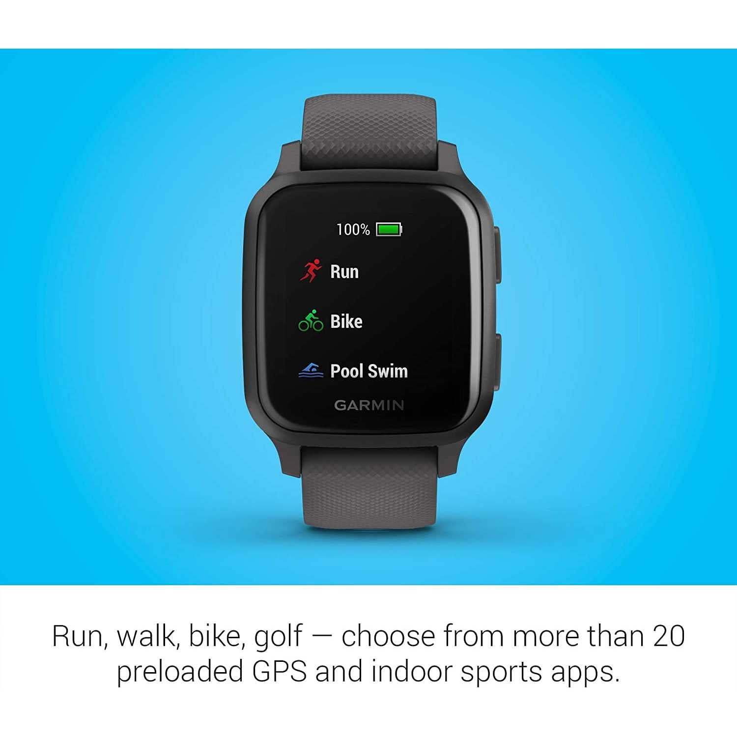 Garmin Venu Sq, Smartwatch GPS Sport con Monitoraggio della Salute e Garmin Pay, Grigio (Ardesia/Grigio), Schermo1.3" (33,1 mm) diagonale Venu Sq Shadow & Slate