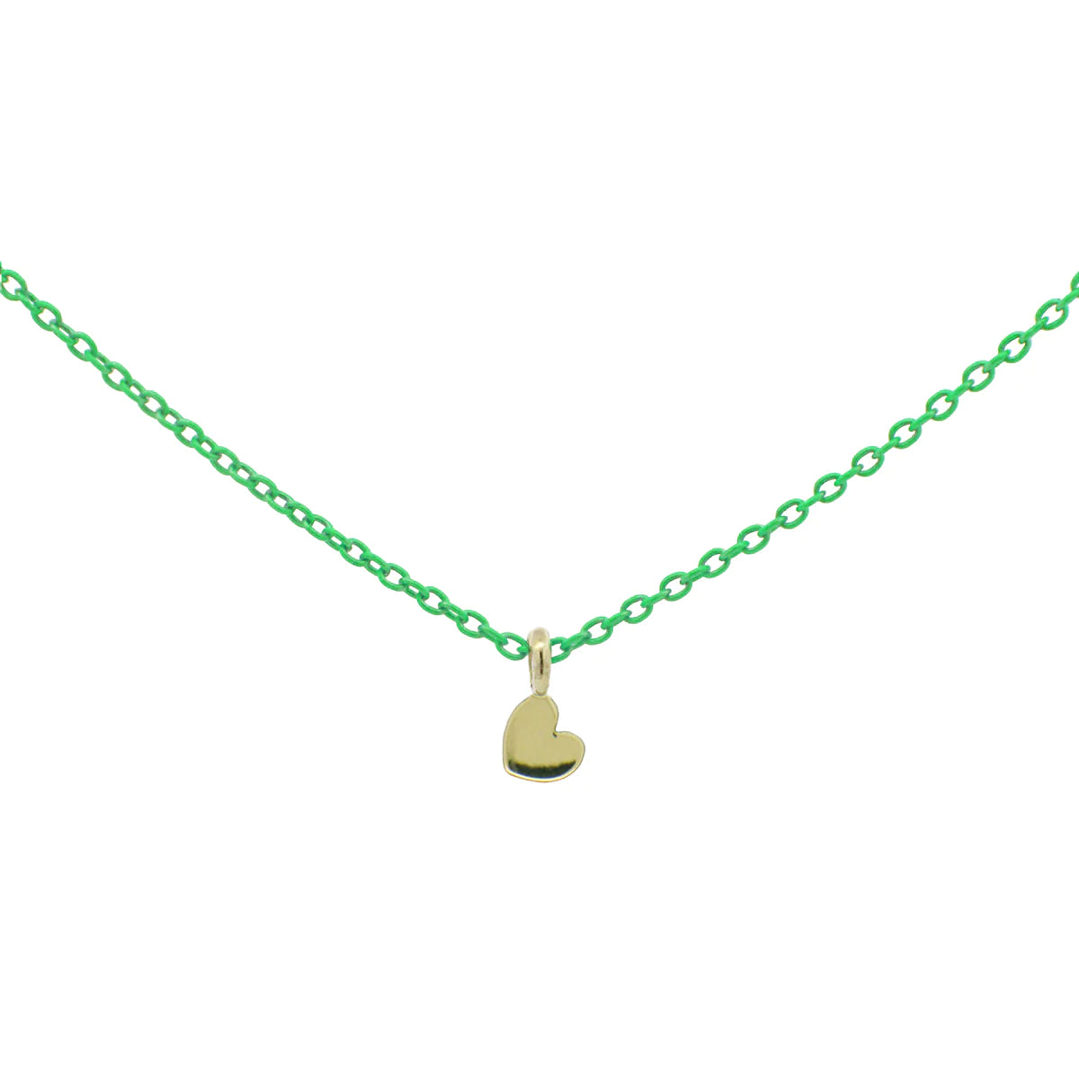 Girocollo Cuore Verde Fluo - Oro 18kt