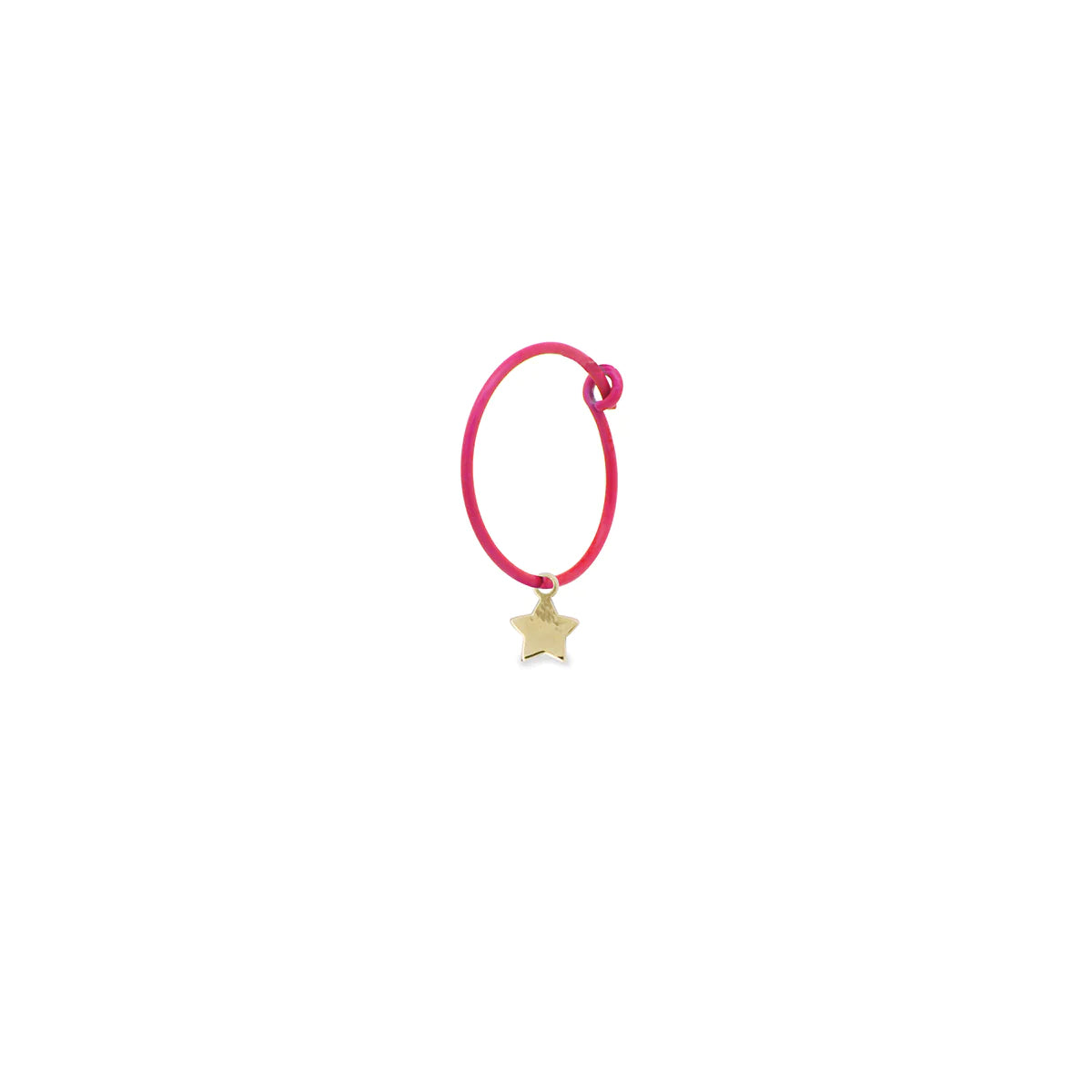 Mono-orecchino Stella Hoop Fucsia Fluo - Oro 18kt
