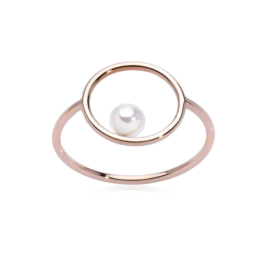 Pearl Circle - Anello in Oro Rosa 18 KT e Perla