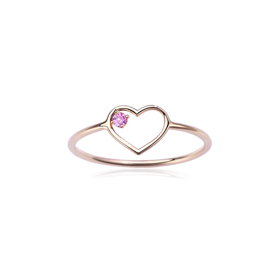 Pink Heart - Anello in Oro 18 KT e Zaffiro