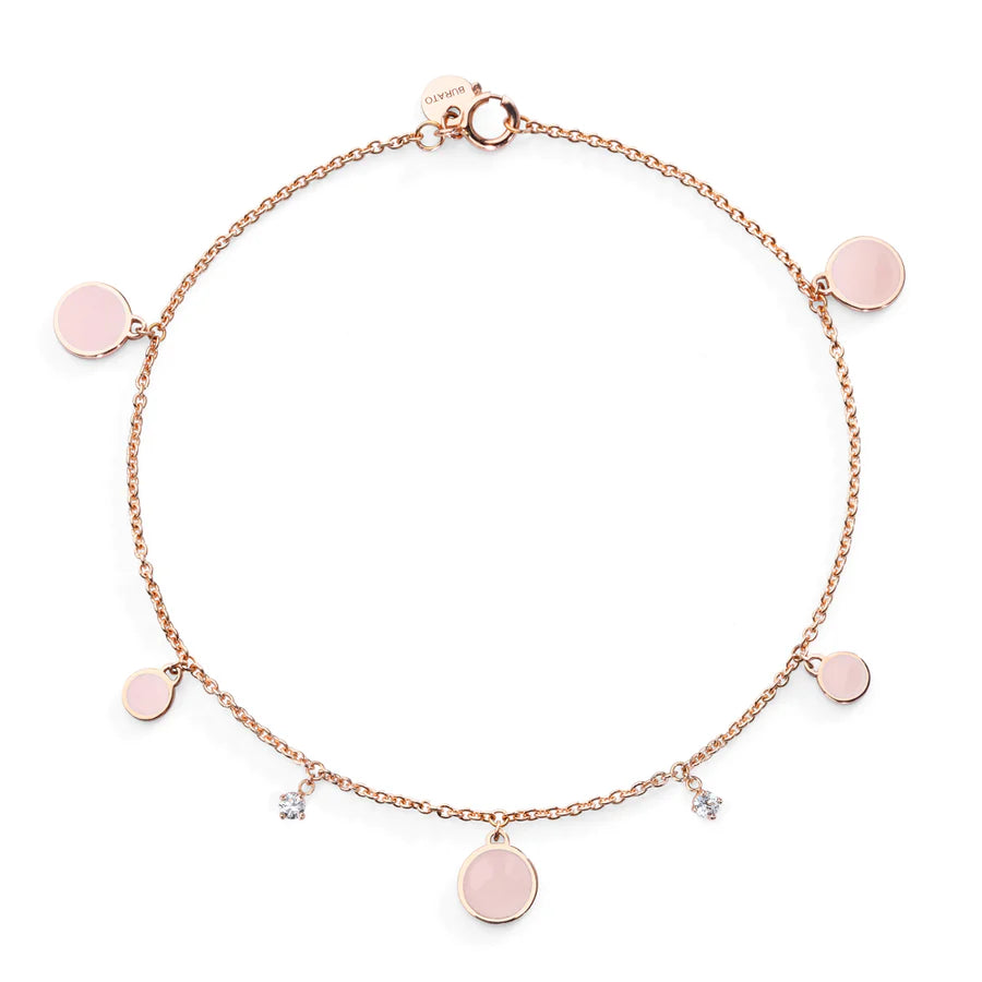 Rose Multi Paillettes - Bracciale in Oro Rosa 18 KT, Smalto e Diamanti