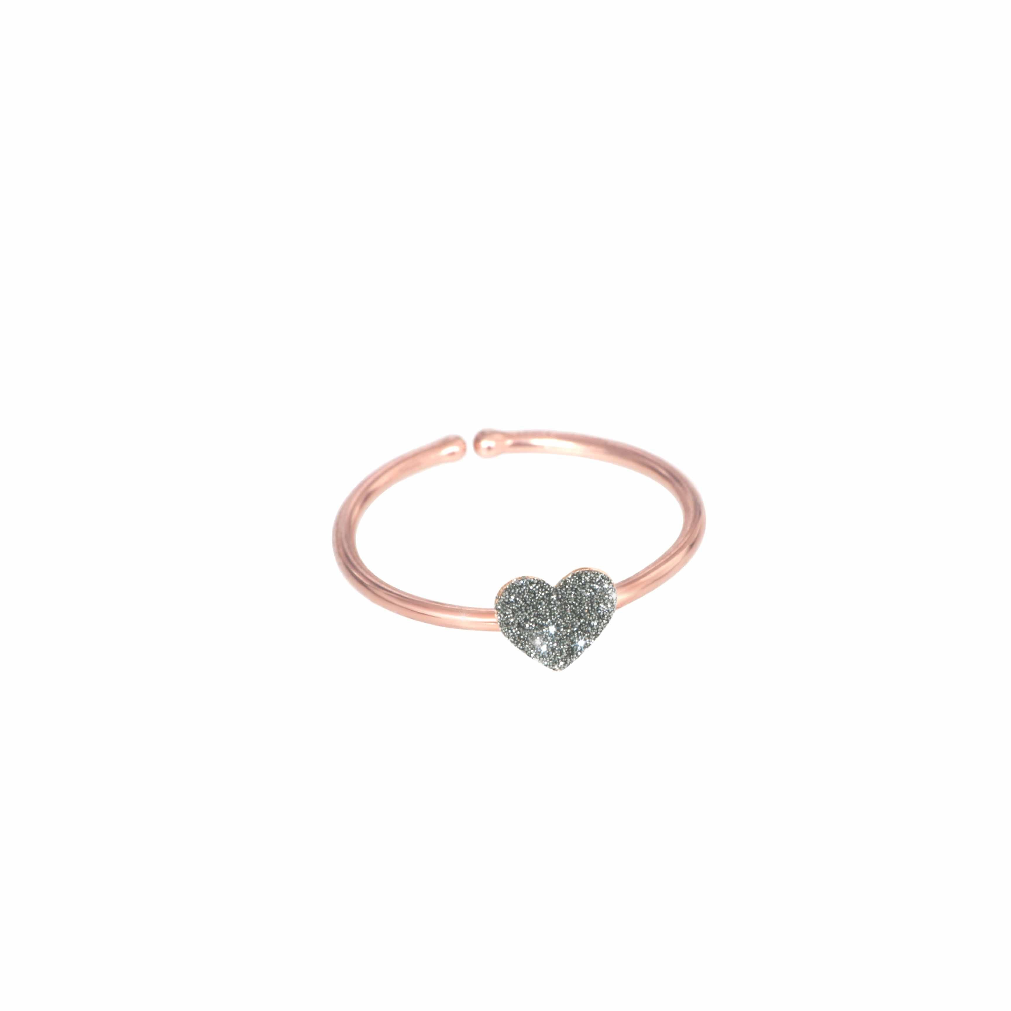 Anello 18kt Cuore Polvere Diamanti Cromo