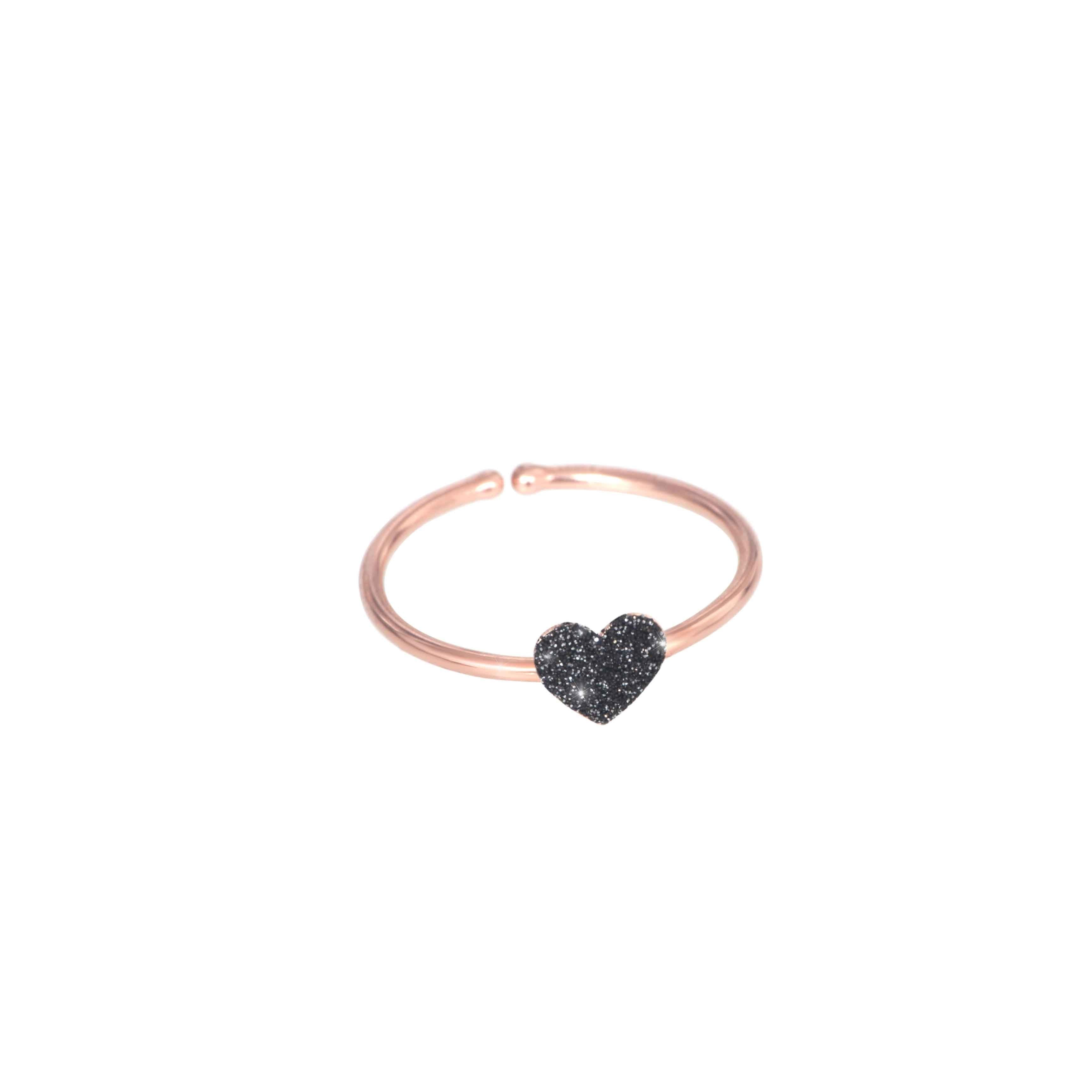 Anello 18kt Cuore Polvere Diamanti Nera