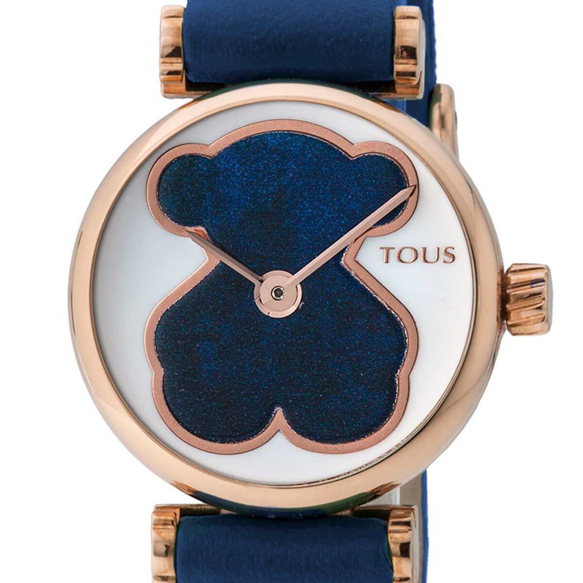 Orologio Camille in acciaio ip rosa con cinturino in pelle blu