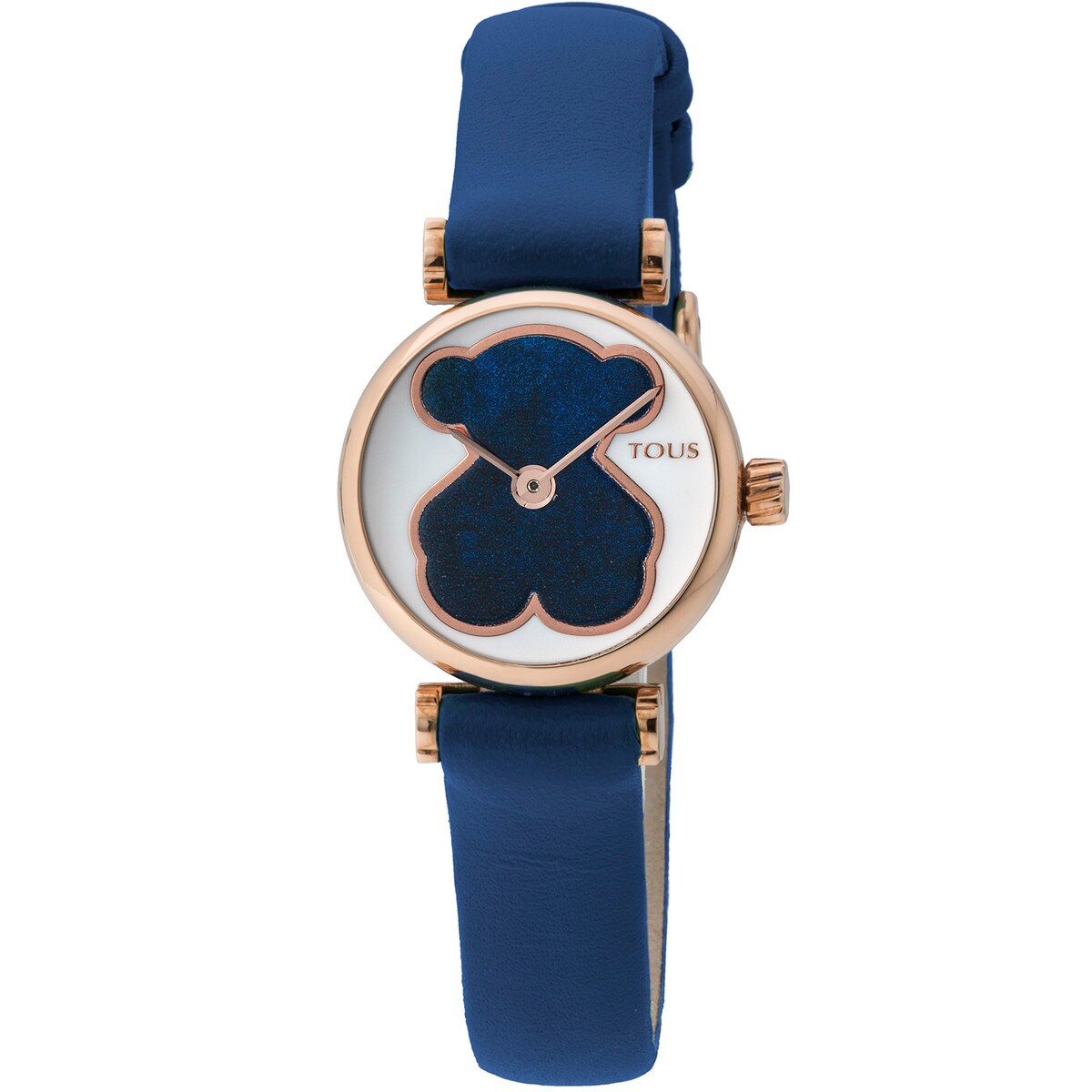 Orologio Camille in acciaio ip rosa con cinturino in pelle blu